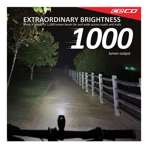 Ceco-usa: 1,000 Lumen Usb Usb Faro De Bicicleta De Montaje Y