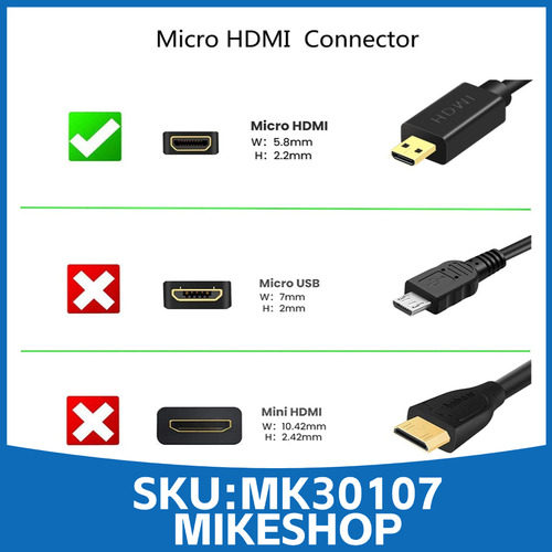 Cable Micro Hdmi A Hdmi 4k 3d 300cm Para Gopro Raspberry Pi4