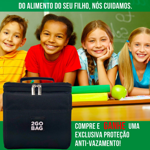 Kit Lancheira Térmica 2gobag Escolar Mini Black Pequena