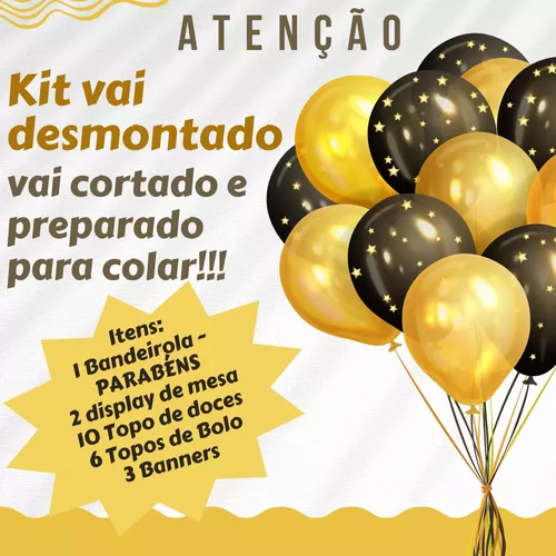 Kit festa em casa monta facil decoração aniversário Carros infantil + topo  de bolo