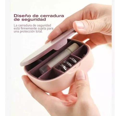 Mini Alhajero Organizador Portátil Viaje Joyero Con Espejo Rosa