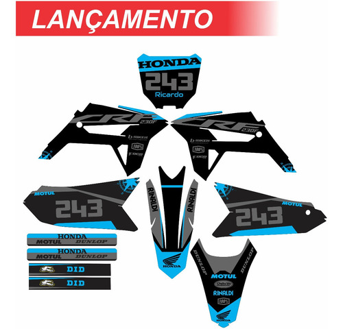 Kit Adesivos Graficos Crf 230 Biker R1de Ride Original Azul