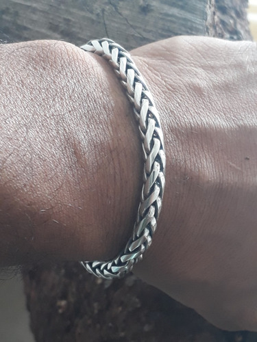 Pulseira Bali Palmera Maciça 7mm 22cm F/dragão Prata925