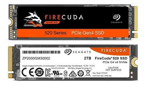 Disco Solido Interno 2tb M.2 Pcie Nvme Seagate Firecuda 520 Color Negro Y Rojo