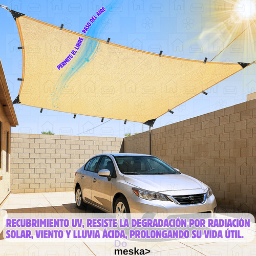 Malla Sombra Reforzada Beige 7x4 M Protección 90% Inmatmex