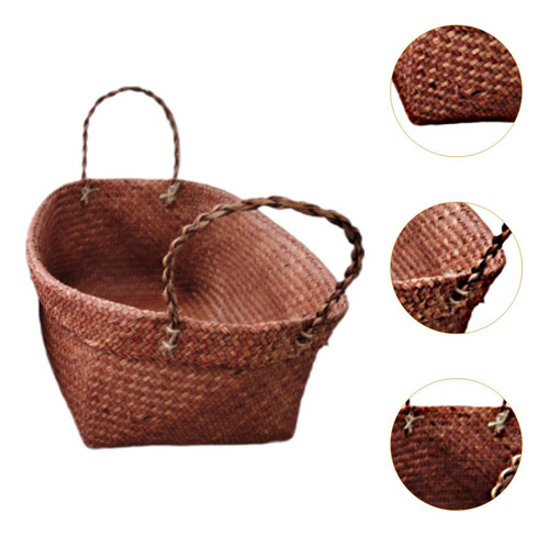 Cesta De Almacenamiento Tejida, Cesta Decorativa, Café