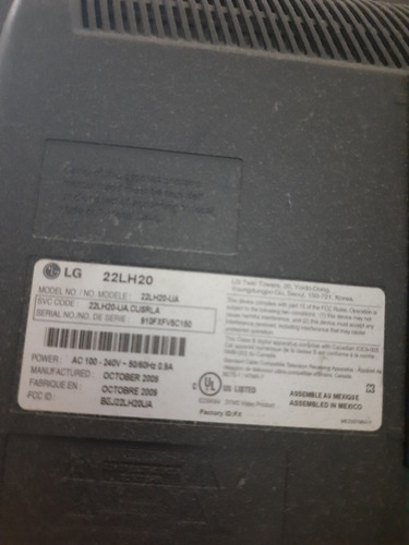 Imagen 2 de 2 de Vendo Televisor LG 22 Pulgadas