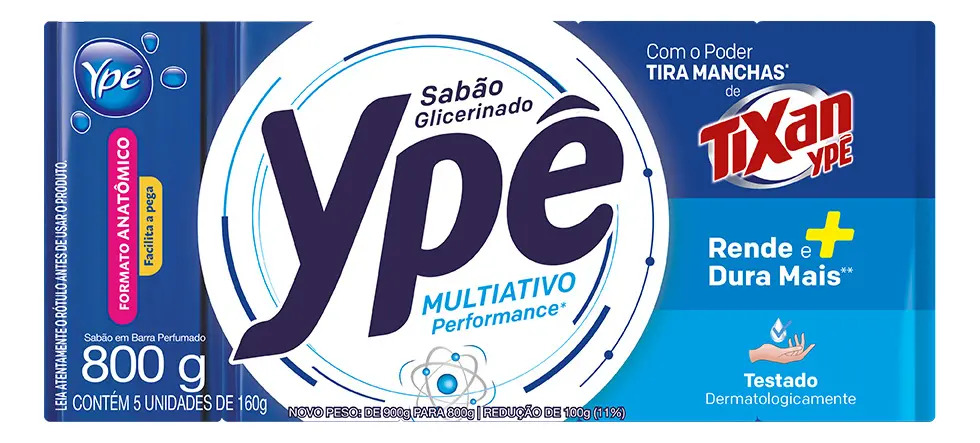 Sabão Em Barra Com 5 Unidades Multiativo 800g Ypê