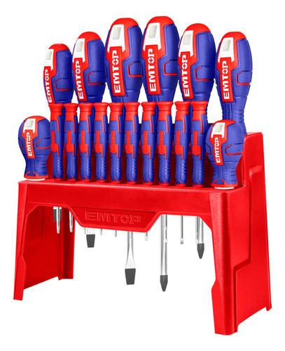 Juego De 18 Destornilladres Emtop Esst1802 Con Organizador