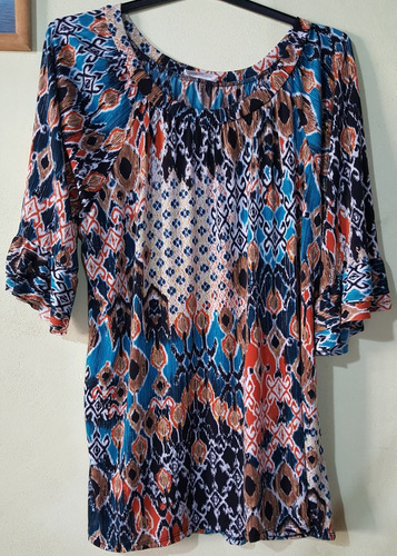 Blusa Estampada Seda Fria Muy Fina Bellisima Impecable