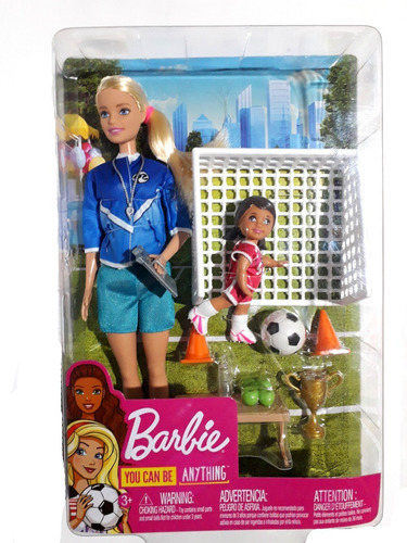 Barbie Entrenadora Futbolista Soccer Futbol Con Niña