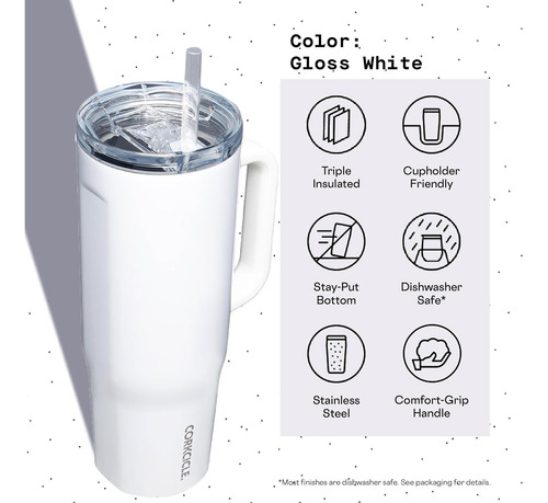 Taza Térmica Corkcicle Cruiser 40 Oz, Aislante, Con Asa Y Po