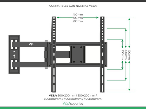 Imagen 8 de 9 de Soporte Led Tv Smart Vesasoportes Móvil 32 42 40 43 50 55 65