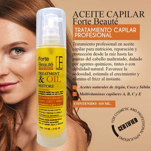 Imagen 3 de 6 de Combo Forte Beauté Serum De Pestañas + Aceite Capilar Argán