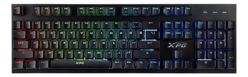 Teclado gamer XPG Infarex K10 QWERTY inglés US color negro con luz RGB