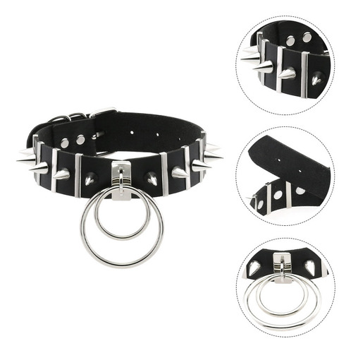 Collar De Piel Punk Con Tachuelas Estilo Punk Gótico