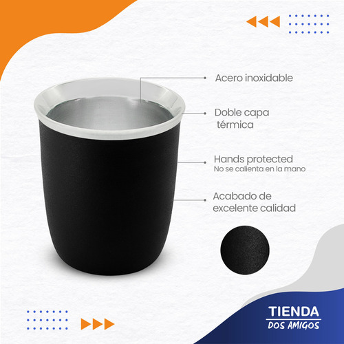 Mate Térmico De Acero Inoxidable Con Bombilla De Color Negro