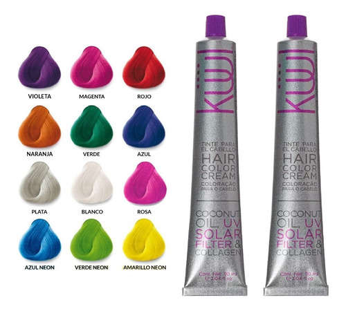 2 Tinte Para El Cabello Funny Colors - Kuul 90ml