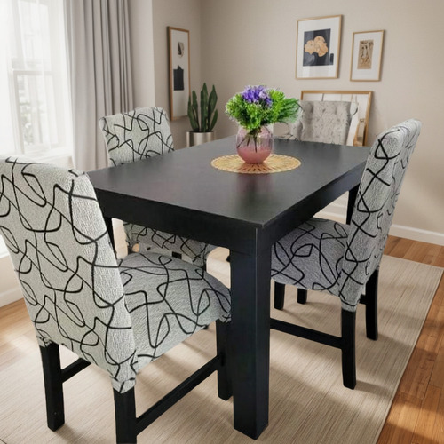 Juego De Comedor Mesa 160 + 8 Sillas Gris Oscuro Firuletes