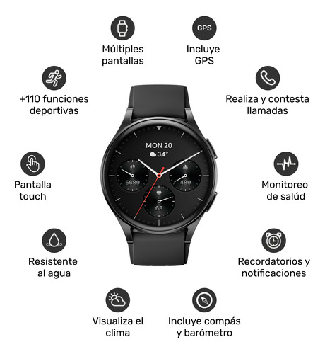 Pack Smartwatch Lhotse Vibe 05 Black + Parlante Verde
