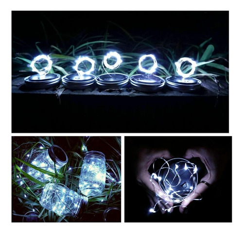 Solar Mason Jar Light Lids 10 Pack 20 Led Fairy String Light