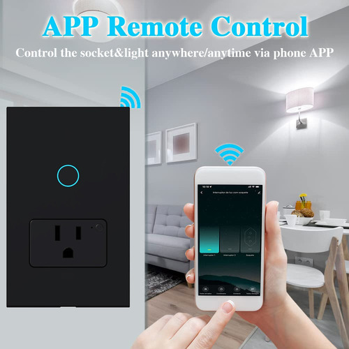 Apagador Con Enchufe Wifi Inteligente 1 Botón Interruptor