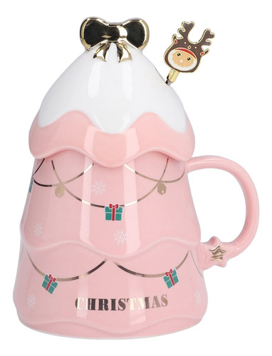 Taza De Cerámica En Forma De Árbol De Navidad Con Tapa