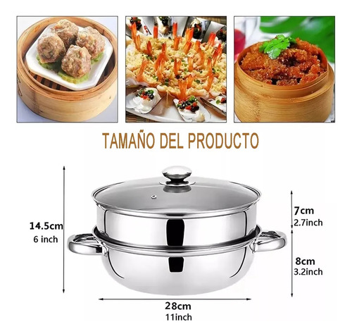 Vaporera De Cocina De Acero Inoxidable De Doble Capa Con Asa
