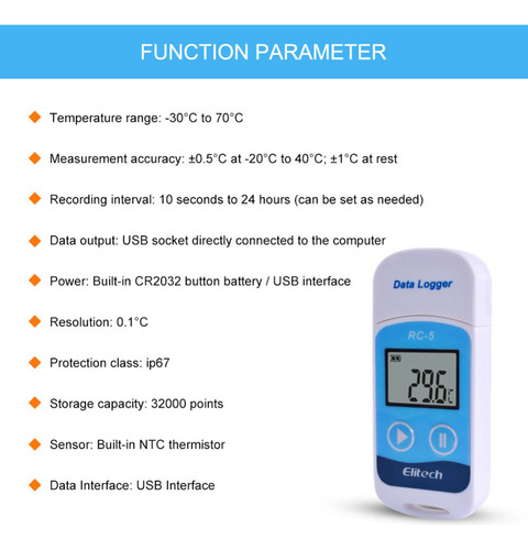 Datos De Temperatura Usb Digitales De Alta Precisión Elitech