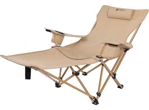 Silla De Camping Reclinable Villey Beige Plegable 150 Kg