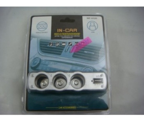 Imagen 5 de 6 de Adaptador Para Enchufe Encendedor Auto 1 A 3 Triple + Usb