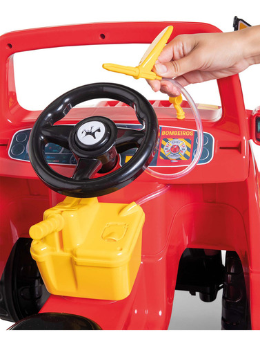 Andador Infantil Carrinho Passeio Diipi Bombeiro Com Mesa Didática E Empurrador Para Criança Menino E Menina