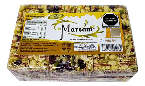 24 Barras Alegrías 62.5 G C/u Miel Arándano Cacahuate Pepita