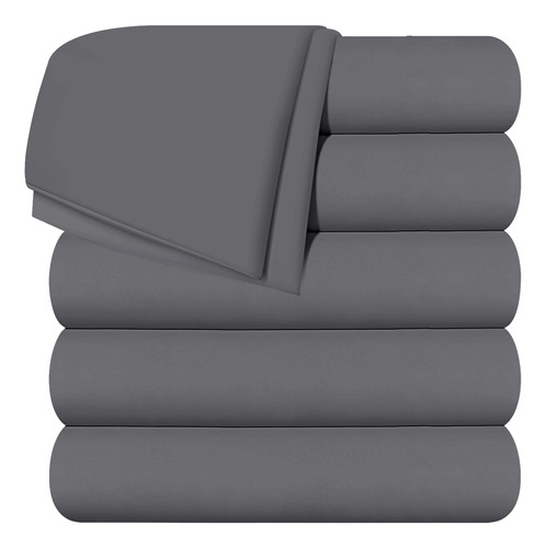 Juego De Sabanas Planas Con 6 Pzs Gris Suaves Y Resistentes
