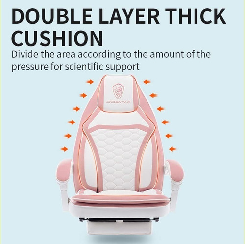 Silla Gamer Reclinable Reposapies Pielsint Color Rosa Dowinx