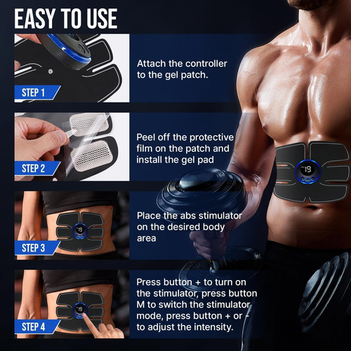 Abs Muscle Tónico Portátil Equipo Abdominal Modelo 10 Almoha Negro