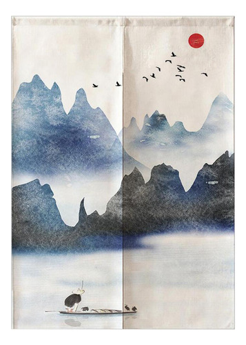 `· Cortinas De La Tapicería De Montañas Y Pájaros-85x150cm