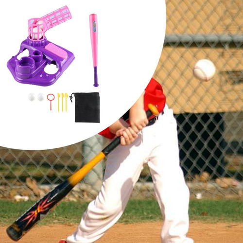 W Máquina Lanzadora Con 4 Pelotas Blandas Y Bate, Violeta