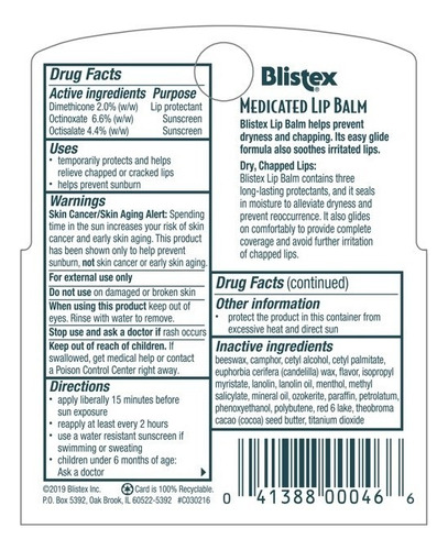 Blistex, Protector Labial Medicinal Con Fps15 Paquete De 3