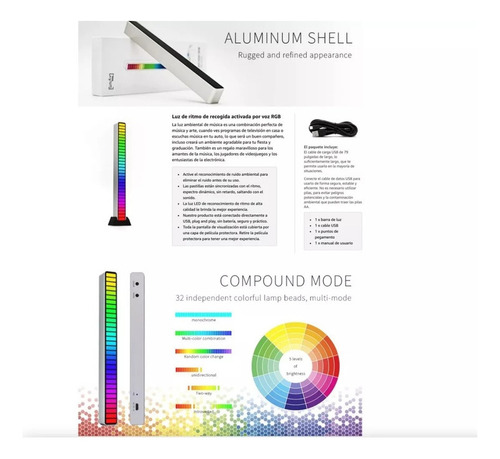 Barras De Luz Rgb De Ritmo Musical Luz Ambiental Led