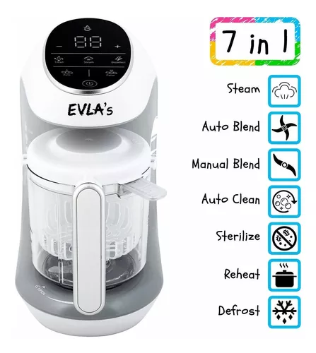 EVLA'S Máquina doble de alimentos para bebés, procesador de alimentos con 2  cestas de vapor, licuadora, molinillo, vaporera, cocina y mezclas, color