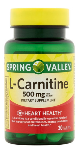 L-carnitina Spring Valley 30 Tabs De 500mg