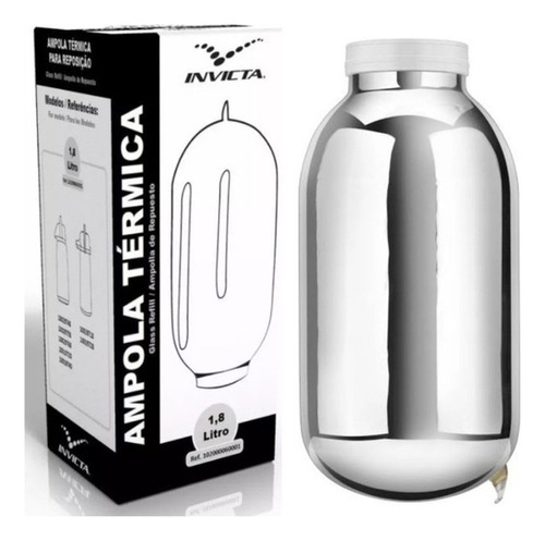 Ampola De Vidro Garrafa Térmica Invicta Modelo Slim 1,8litro Cor Inox