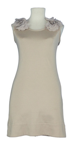 Vestido Minifalda Paris By For Mons Nude Beige Apliq Flores (Usado)