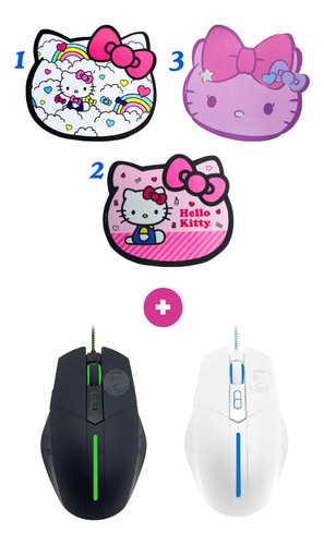 Mouse Gamer Pro Luz Verde Prolink Y Mouse Pad H Kitty