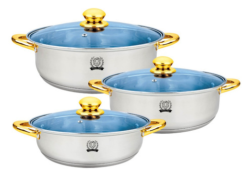 Set 3 Arroceras De Acero Inox 18/10 6 Pzs Grande Color Kk Jumbo