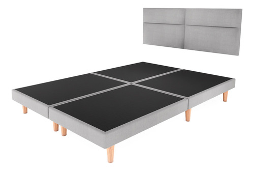 Recamara Base Cama Box Cabecera Cairo Gris Queen Size