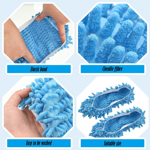 5 Pares Microfibra Pantuflas Limpia Piso Polvo Reutilizables