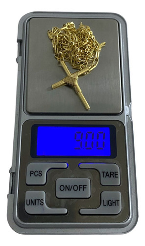 Cordão De Ouro 18k Cadeado Alongada + Pingente Cruz 9g