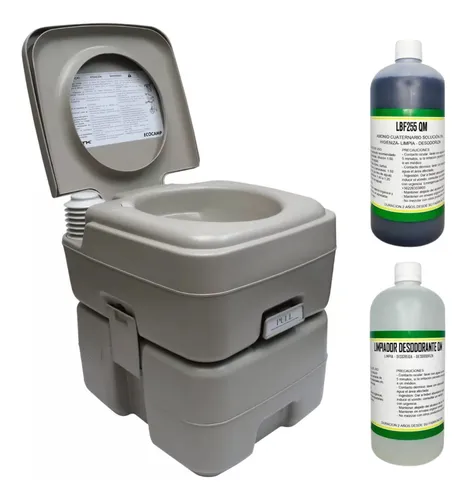 comprar Baño Quimico Portatil 20 Litros Inodoro +2 Liquidos Limpieza